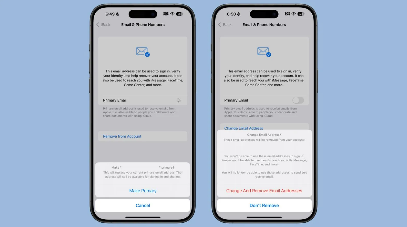 石台苹果手机维修分享苹果 iOS 18.1 支持设置“主要”邮箱地址并更改 iCloud 邮箱 